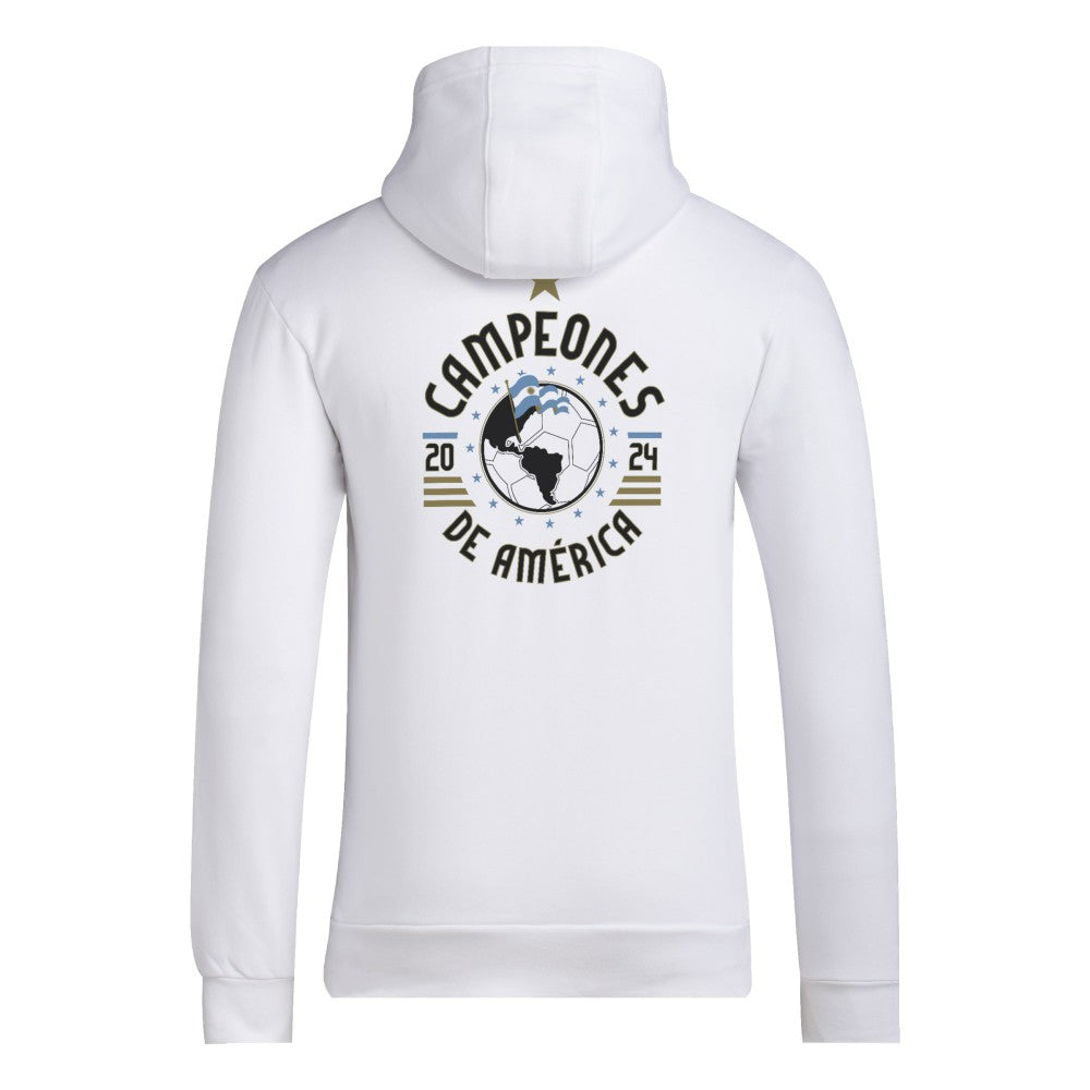 Argentina National Team 2024 Copa America Champions Pullover Hoodie White - Adidas Discount