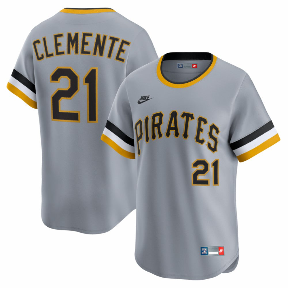 Roberto Clemente Pittsburgh Pirates Nike Throwback Cooperstown Collection Limited Jersey - Gray - Nike Lifestyle