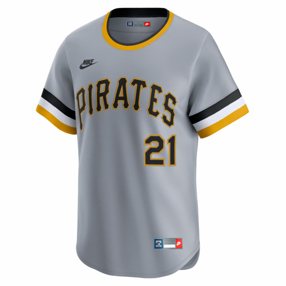 Roberto Clemente Pittsburgh Pirates Nike Throwback Cooperstown Collection Limited Jersey - Gray - Nike Lifestyle
