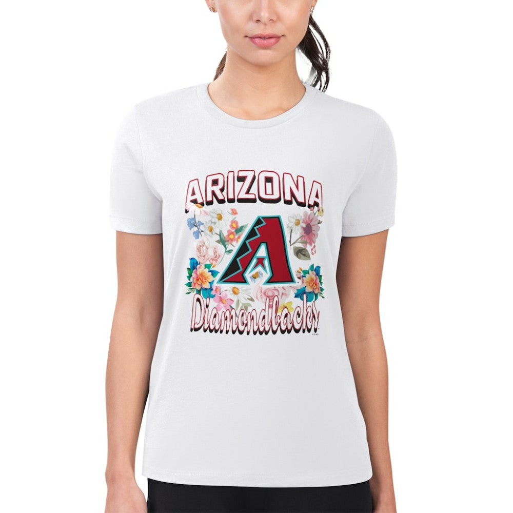 Arizona Diamondbacks G-III 4Her by Carl Banks Women's Super-Slim Fit Lightweight Flowers Graphic T-Shirt - White - MLB on Sale