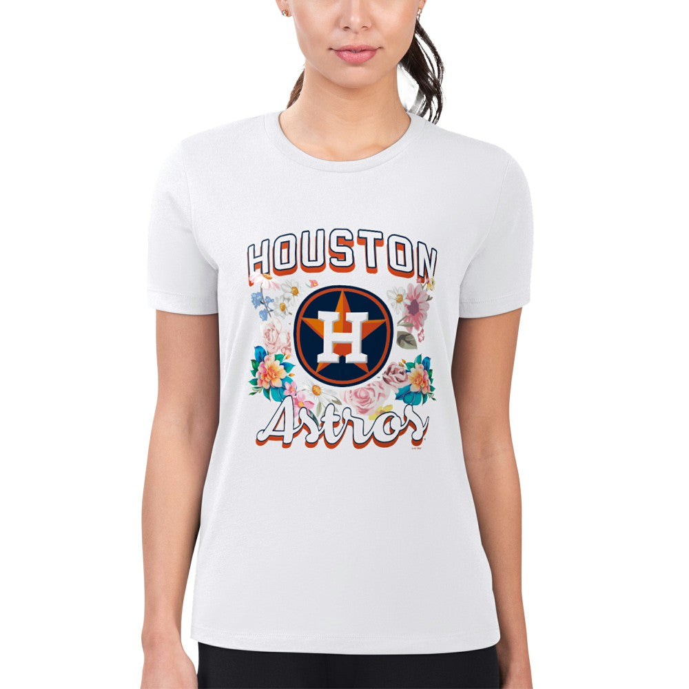 Houston Astros G-III 4Her by Carl Banks Women's Super-Slim Fit Lightweight Flowers Graphic T-Shirt - White - MLB Sale