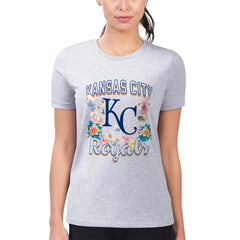 Kansas City Royals G-III 4Her by Carl Banks Women's Super-Slim Fit Lightweight Flowers Graphic T-Shirt - Heather Gray - MLB on Sale