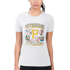 Pittsburgh Pirates G-III 4Her by Carl Banks Women's Super-Slim Fit Lightweight Flowers Graphic T-Shirt - White - MLB Discount