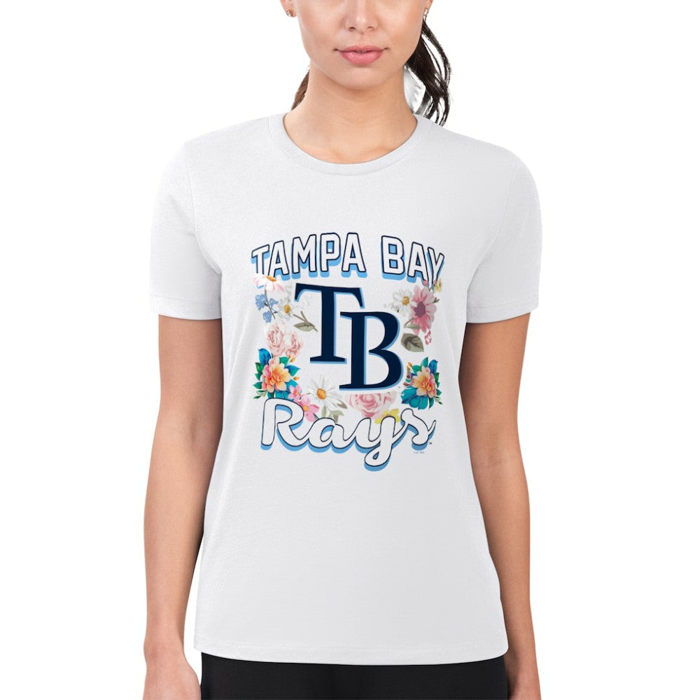Tampa Bay Rays G-III 4Her by Carl Banks Women's Super-Slim Fit Lightweight Flowers Graphic T-Shirt - White - MLB Online