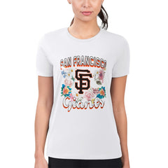 San Francisco Giants G-III 4Her by Carl Banks Women's Super-Slim Fit Lightweight Flowers Graphic T-Shirt - White - MLB Lifestyle
