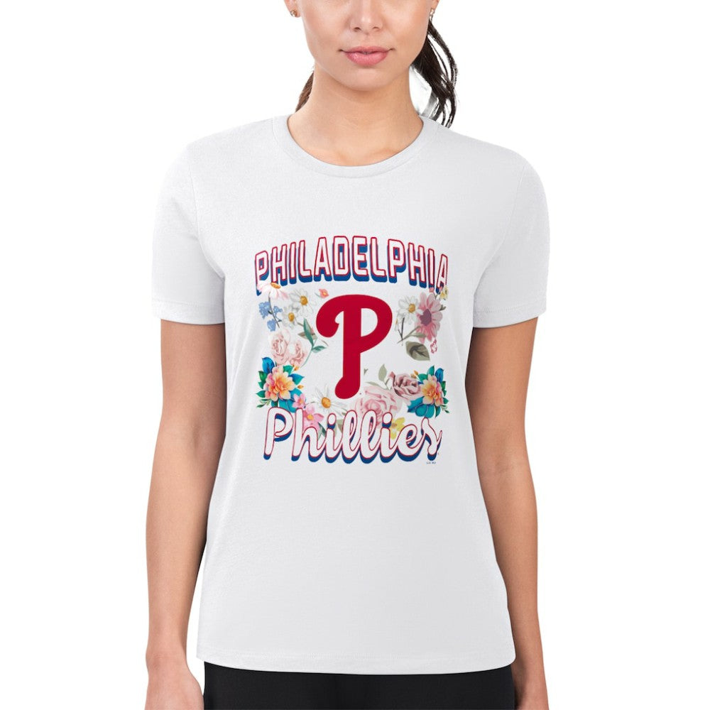 Philadelphia Phillies G-III 4Her by Carl Banks Women's Super-Slim Fit Lightweight Flowers Graphic T-Shirt - White - MLB Online