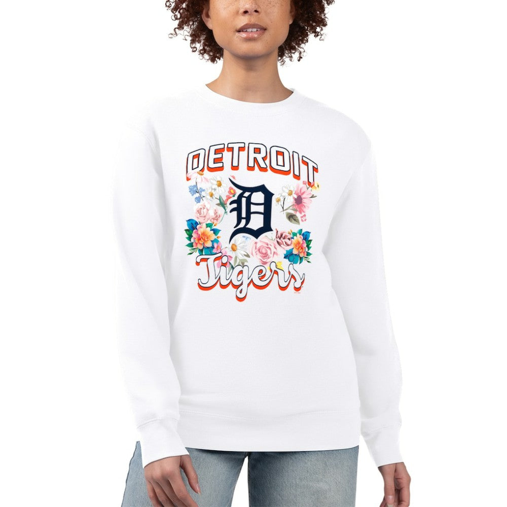 Detroit Tigers G-III 4Her by Carl Banks Women's Flowers Graphic Pullover Sweatshirt - White - MLB Sale