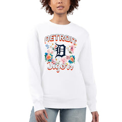 Detroit Tigers G-III 4Her by Carl Banks Women's Flowers Graphic Pullover Sweatshirt - White - MLB Sale