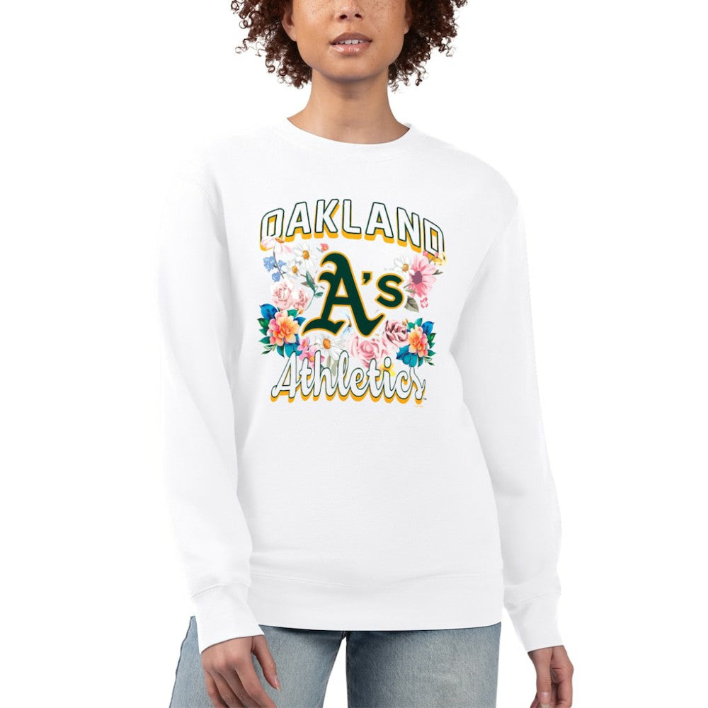 Athletics G-III 4Her by Carl Banks Women's Flowers Graphic Pullover Sweatshirt - White - MLB Sale
