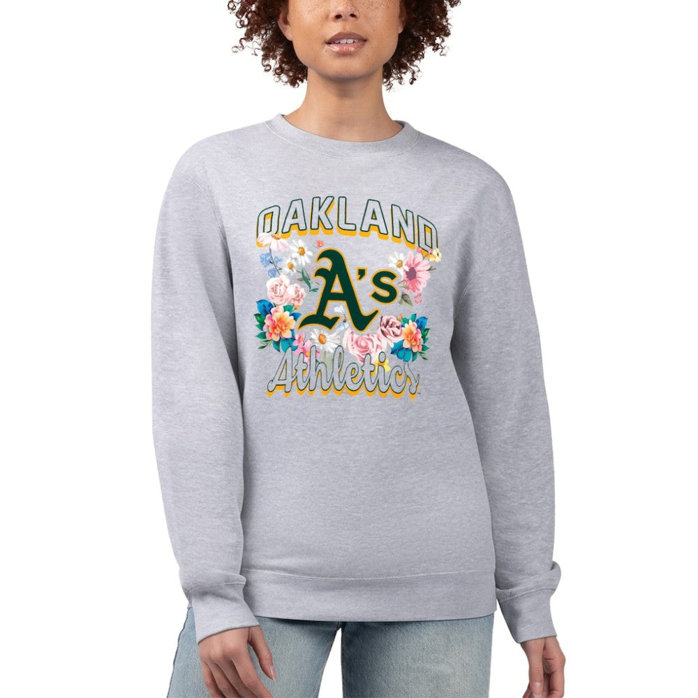 Oakland Athletics G-III 4Her by Carl Banks Women's Flowers Graphic Pullover Sweatshirt - Heather Gray - MLB Online
