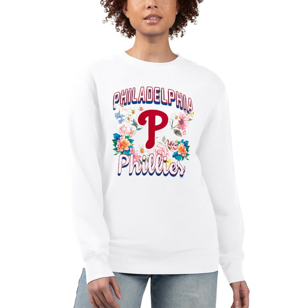 Philadelphia Phillies G-III 4Her by Carl Banks Women's Flowers Graphic Pullover Sweatshirt - White - MLB on Sale