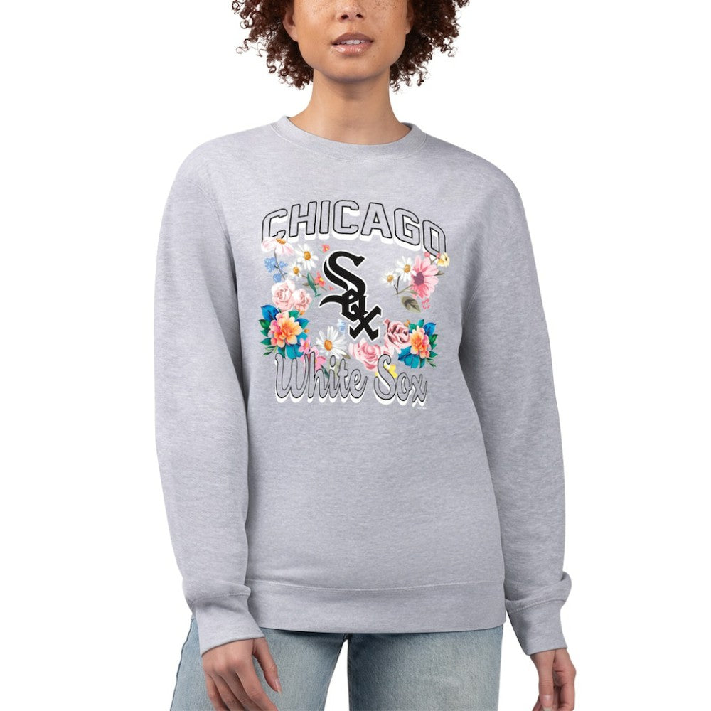 Chicago White Sox G-III 4Her by Carl Banks Women's Flowers Graphic Pullover Sweatshirt - Heather Gray - MLB Discount