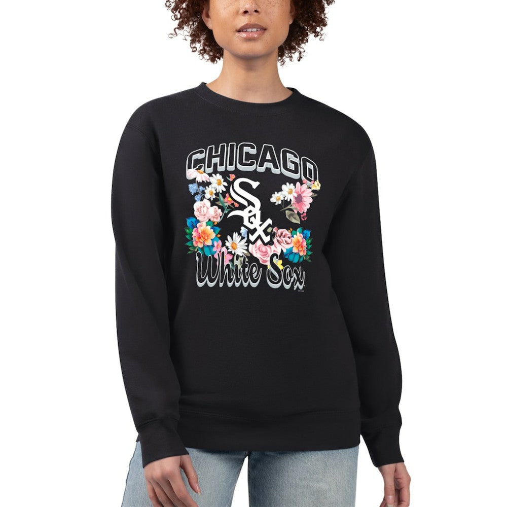 Chicago White Sox G-III 4Her by Carl Banks Women's Flowers Graphic Pullover Sweatshirt - Black - MLB Sale
