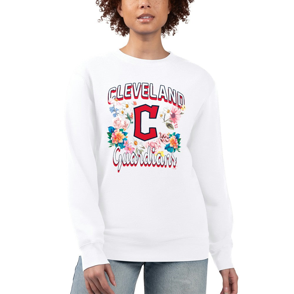 Cleveland Guardians G-III 4Her by Carl Banks Women's Flowers Graphic Pullover Sweatshirt - White - MLB Sale