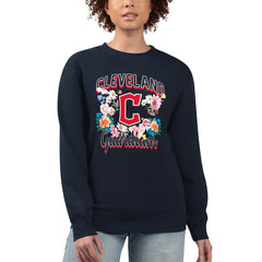 Cleveland Guardians G-III 4Her by Carl Banks Women's Flowers Graphic Pullover Sweatshirt - Navy - MLB Lifestyle