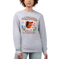 Baltimore Orioles G-III 4Her by Carl Banks Women's Flowers Graphic Pullover Sweatshirt - Heather Gray - MLB Discount