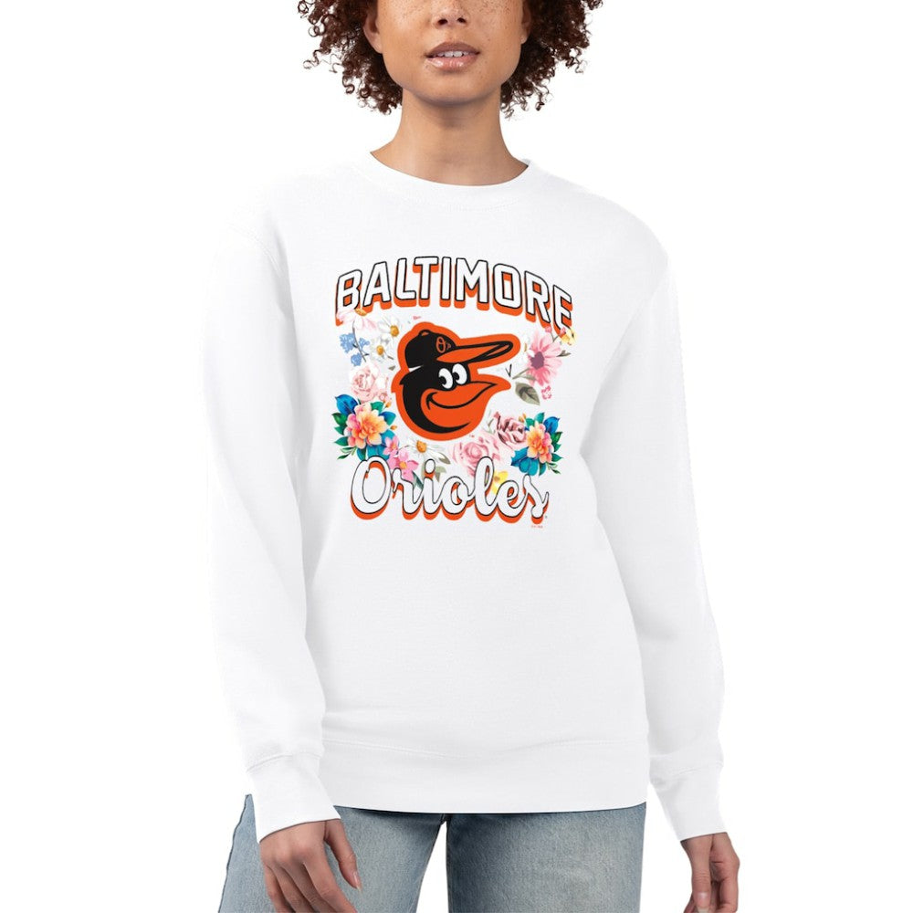 Baltimore Orioles G-III 4Her by Carl Banks Women's Flowers Graphic Pullover Sweatshirt - White - MLB Discount