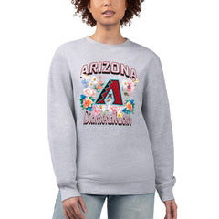 Arizona Diamondbacks G-III 4Her by Carl Banks Women's Flowers Graphic Pullover Sweatshirt - Heather Gray - MLB on Sale