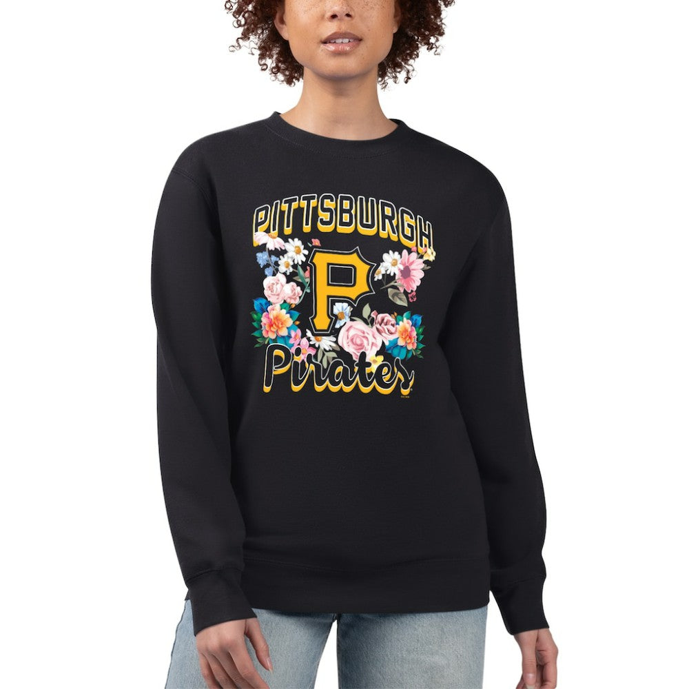 Pittsburgh Pirates G-III 4Her by Carl Banks Women's Flowers Graphic Pullover Sweatshirt - Black - MLB on Sale