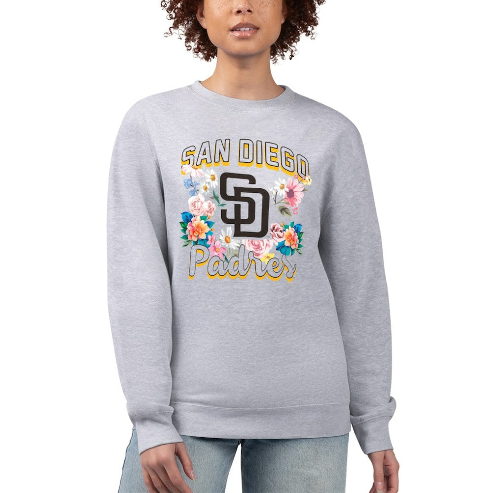 San Diego Padres G-III 4Her by Carl Banks Women's Flowers Graphic Pullover Sweatshirt - Heather Gray - MLB Discount
