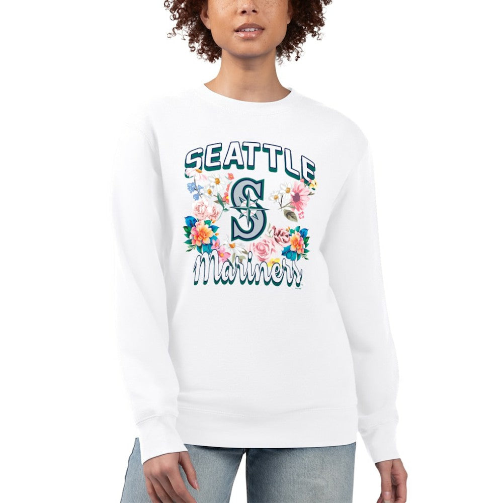 Seattle Mariners G-III 4Her by Carl Banks Women's Flowers Graphic Pullover Sweatshirt - White - MLB on Sale