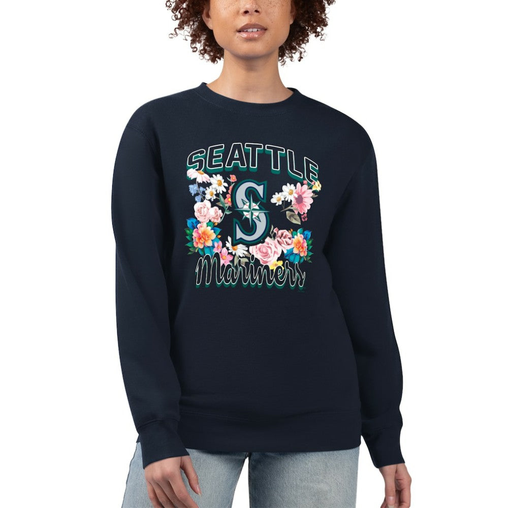 Seattle Mariners G-III 4Her by Carl Banks Women's Flowers Graphic Pullover Sweatshirt - Navy - MLB Online