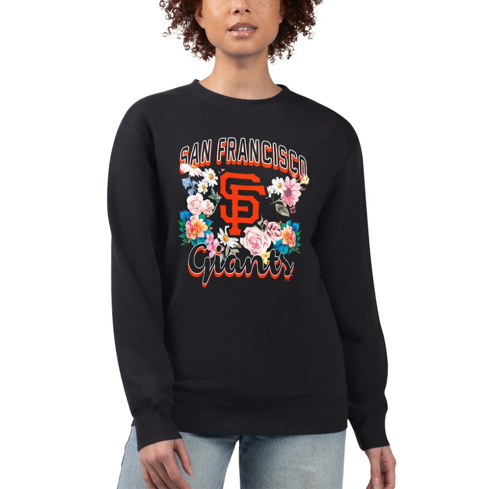 San Francisco Giants G-III 4Her by Carl Banks Women's Flowers Graphic Pullover Sweatshirt - Black - MLB Sale