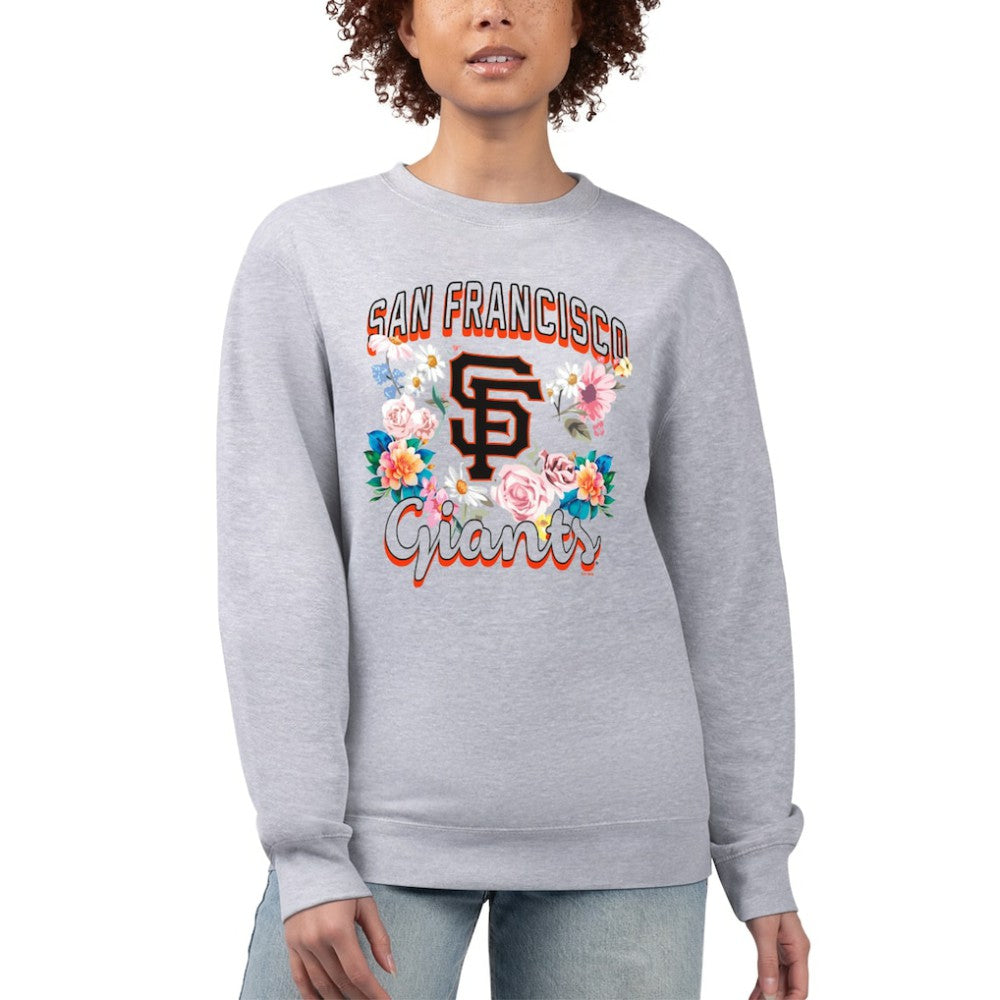 San Francisco Giants G-III 4Her by Carl Banks Women's Flowers Graphic Pullover Sweatshirt - Heather Gray - MLB on Sale