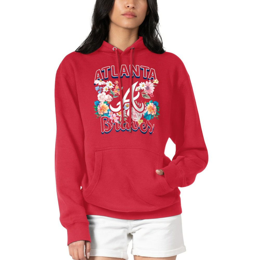 Atlanta Braves G-III 4Her by Carl Banks Women's Flowers Graphic Pullover Hoodie - Red - MLB on Sale
