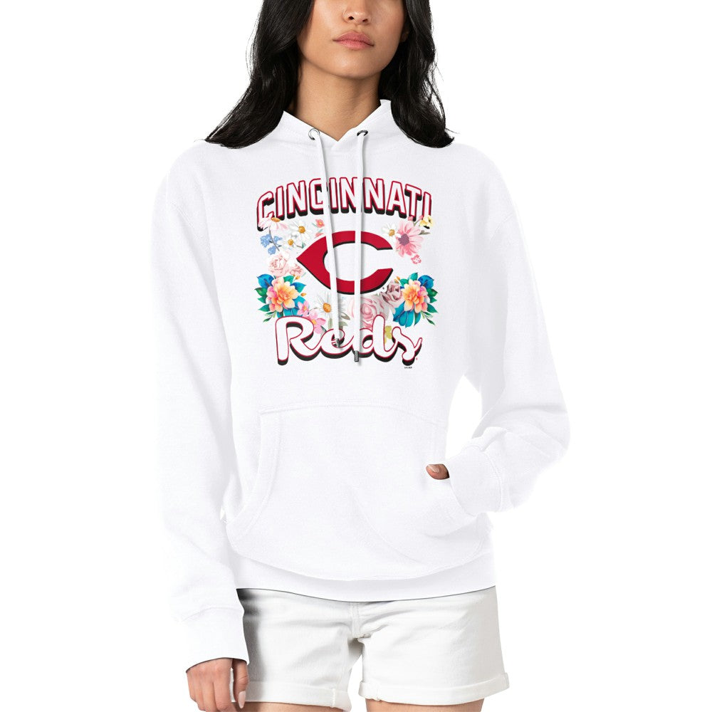 Cincinnati Reds G-III 4Her by Carl Banks Women's Flowers Graphic Pullover Hoodie - White - MLB Lifestyle