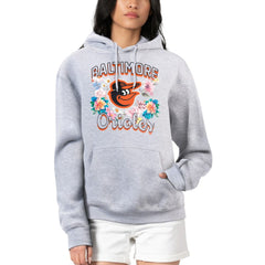 Baltimore Orioles G-III 4Her by Carl Banks Women's Flowers Graphic Pullover Hoodie - Heather Gray - MLB Sale