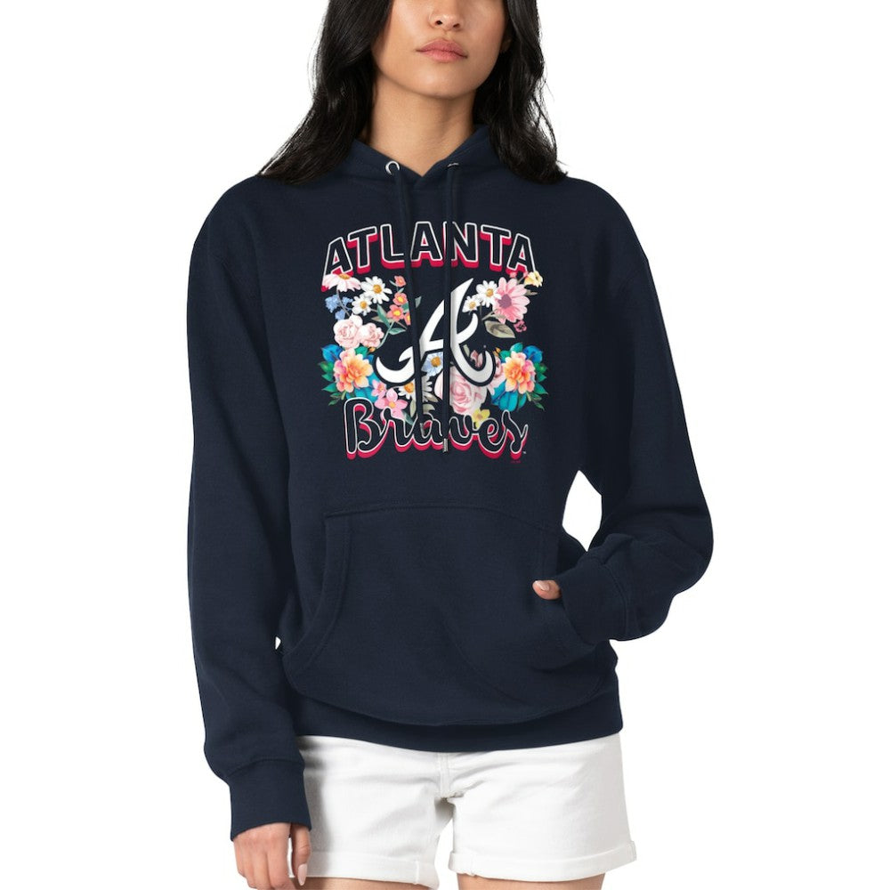 Atlanta Braves G-III 4Her by Carl Banks Women's Flowers Graphic Pullover Hoodie - Navy - MLB Online