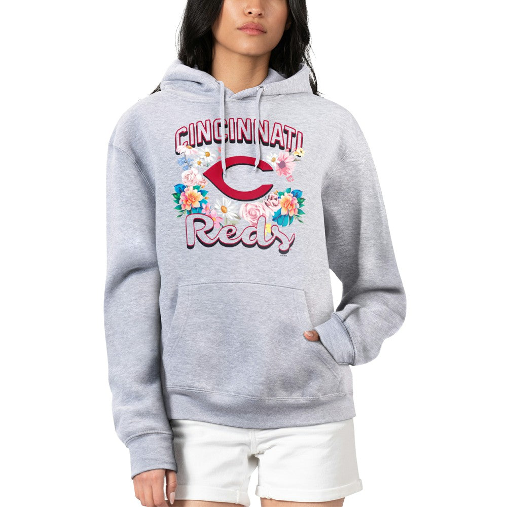 Cincinnati Reds G-III 4Her by Carl Banks Women's Flowers Graphic Pullover Hoodie - Heather Gray - MLB Discount