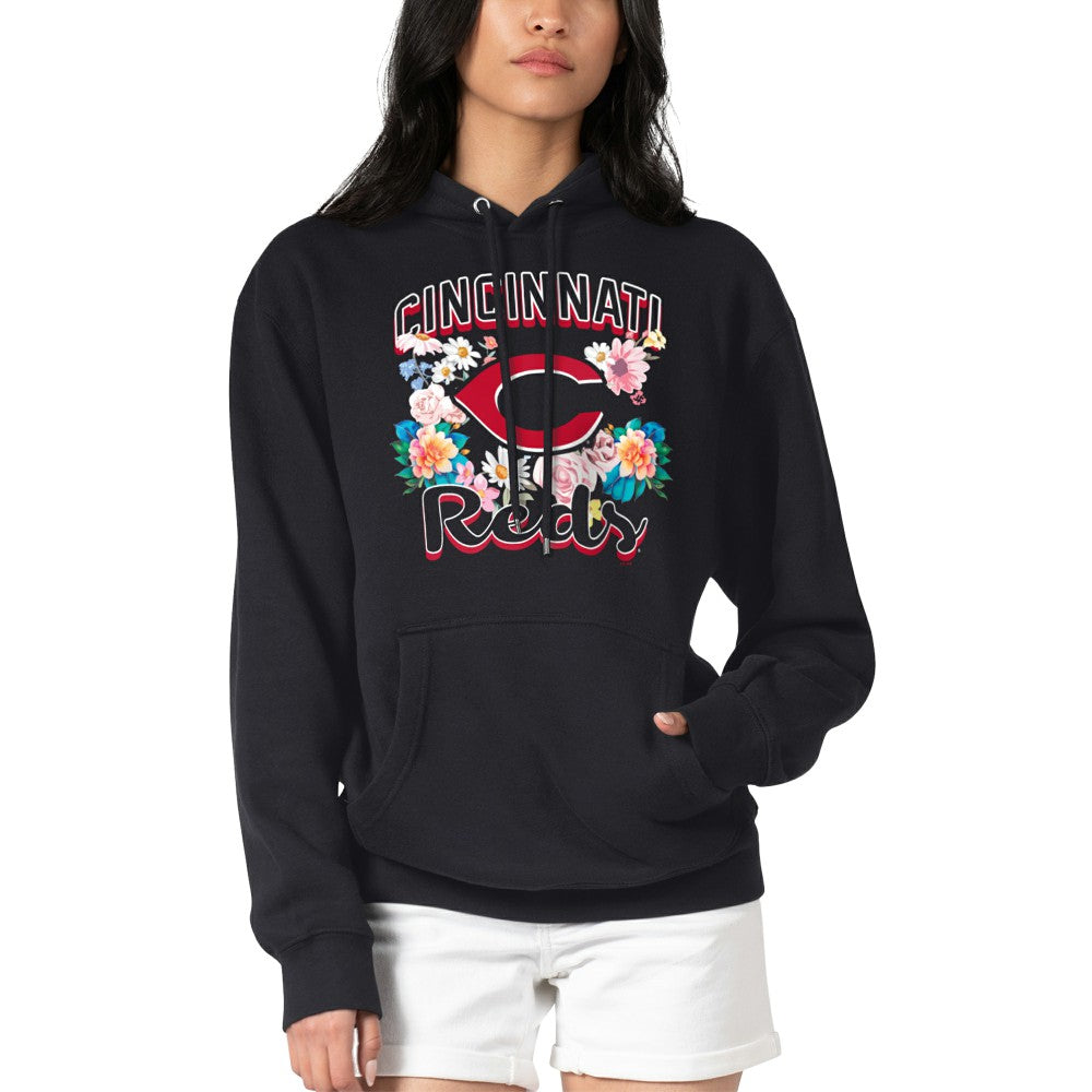 Cincinnati Reds G-III 4Her by Carl Banks Women's Flowers Graphic Pullover Hoodie - Black - MLB Sale