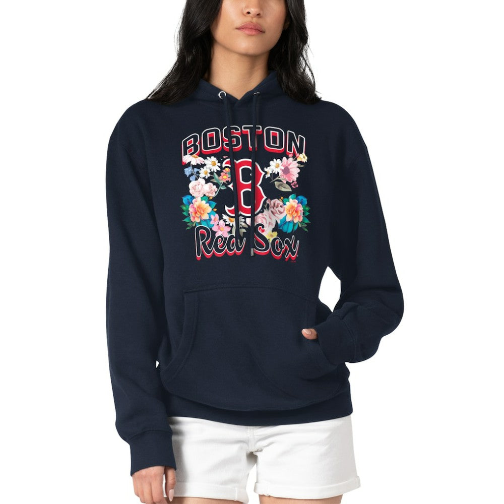 Boston Red Sox G-III 4Her by Carl Banks Women's Flowers Graphic Pullover Hoodie - Navy - MLB Sale