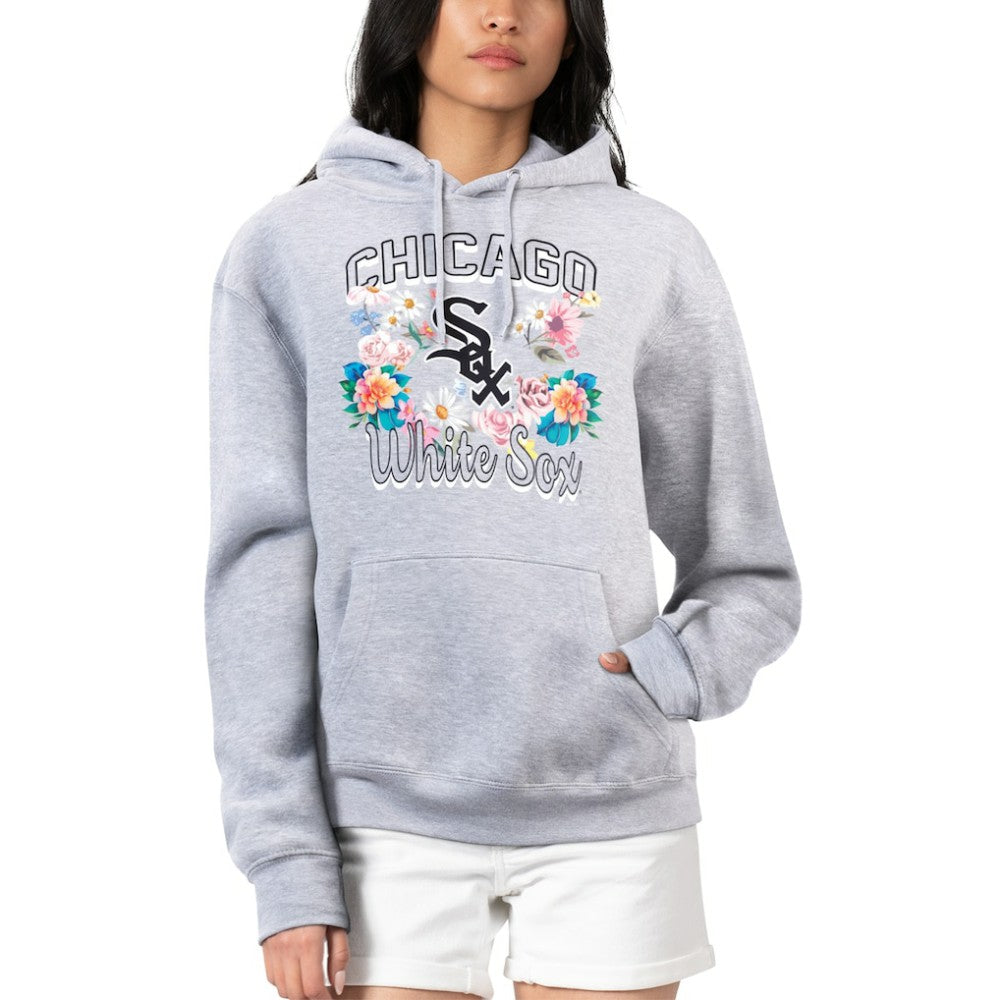 Chicago White Sox G-III 4Her by Carl Banks Women's Flowers Graphic Pullover Hoodie - Heather Gray - MLB Lifestyle