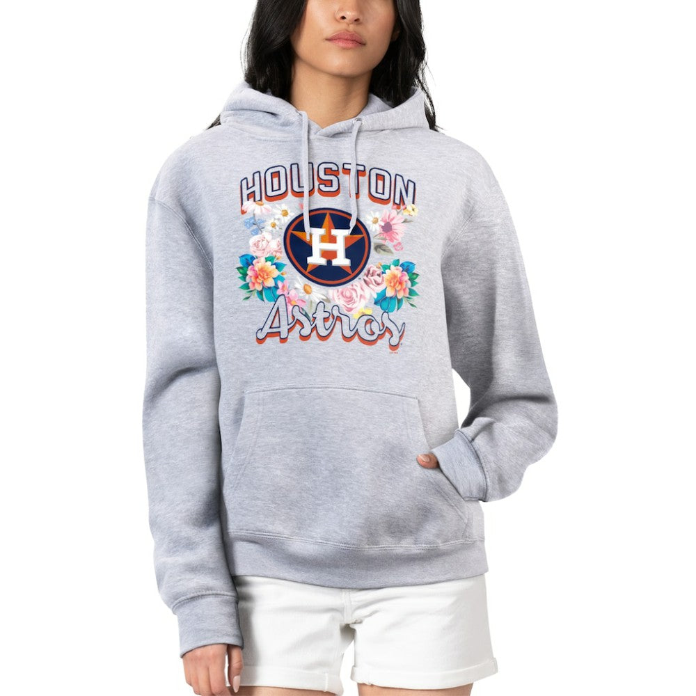 Houston Astros G-III 4Her by Carl Banks Women's Flowers Graphic Pullover Hoodie - Heather Gray - MLB Lifestyle