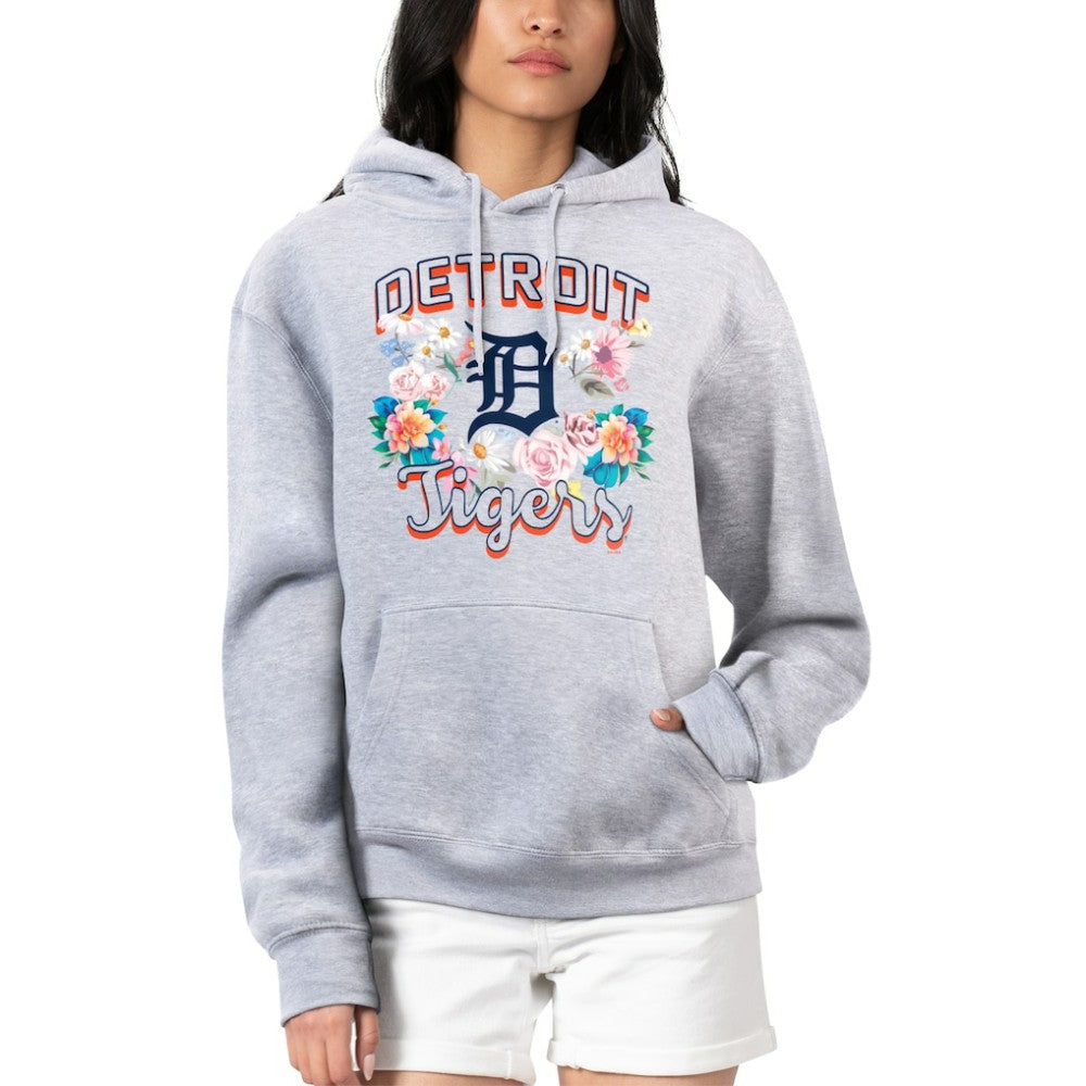 Detroit Tigers G-III 4Her by Carl Banks Women's Flowers Graphic Pullover Hoodie - Heather Gray - MLB on Sale
