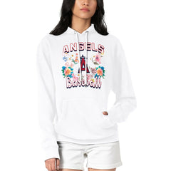 Los Angeles Angels G-III 4Her by Carl Banks Women's Flowers Graphic Pullover Hoodie - White - MLB Sale