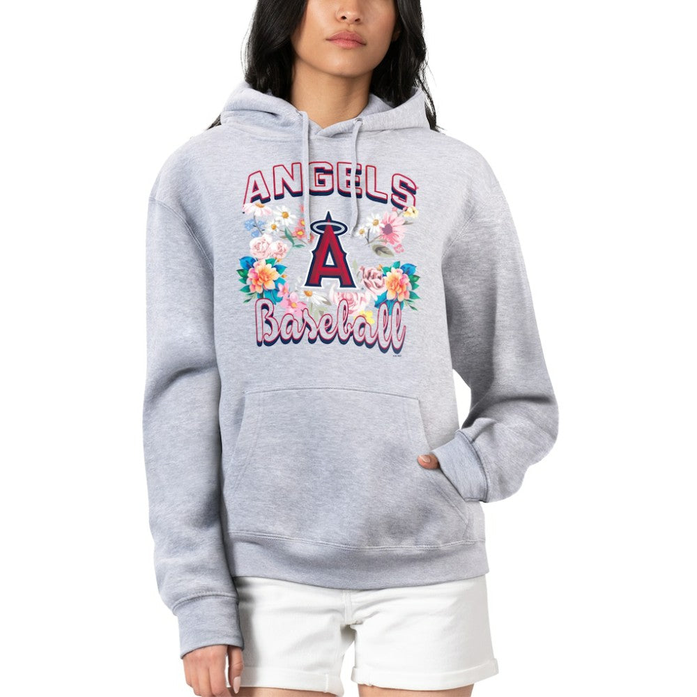 Los Angeles Angels G-III 4Her by Carl Banks Women's Flowers Graphic Pullover Hoodie - Heather Gray - MLB Online