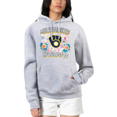 Milwaukee Brewers G-III 4Her by Carl Banks Women's Flowers Graphic Pullover Hoodie - Heather Gray - MLB Online