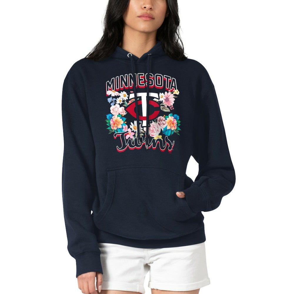 Minnesota Twins G-III 4Her by Carl Banks Women's Flowers Graphic Pullover Hoodie - Navy - MLB Sale