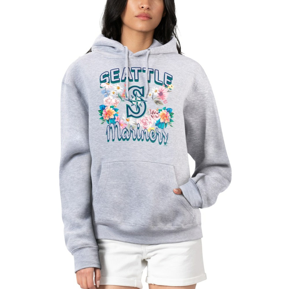 Seattle Mariners G-III 4Her by Carl Banks Women's Flowers Graphic Pullover Hoodie - Heather Gray - MLB Lifestyle