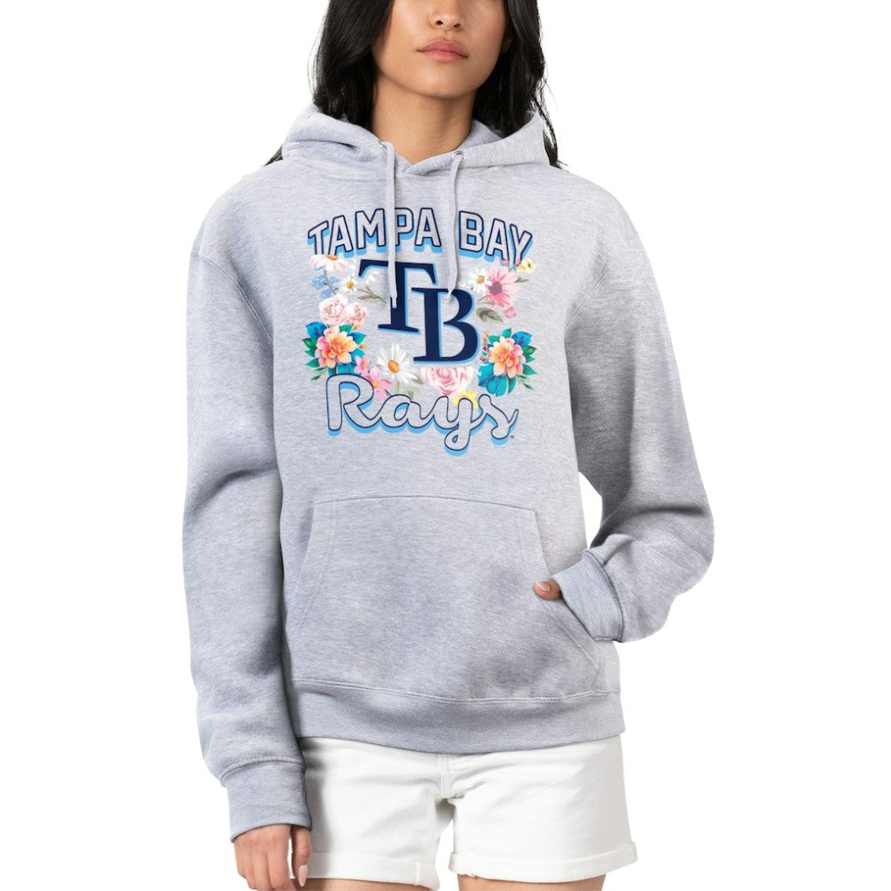 Tampa Bay Rays G-III 4Her by Carl Banks Women's Flowers Graphic Pullover Hoodie - Heather Gray - MLB Sale