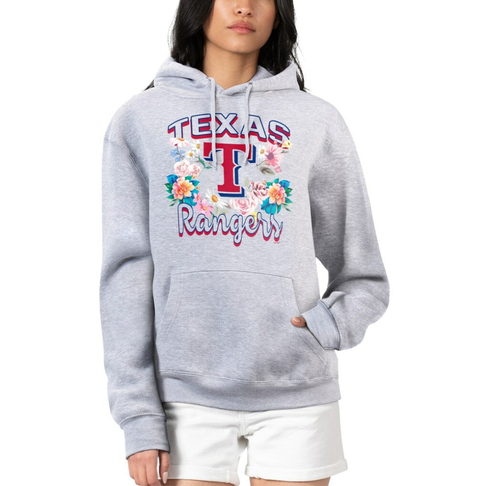Texas Rangers G-III 4Her by Carl Banks Women's Flowers Graphic Pullover Hoodie - Heather Gray - MLB Sale
