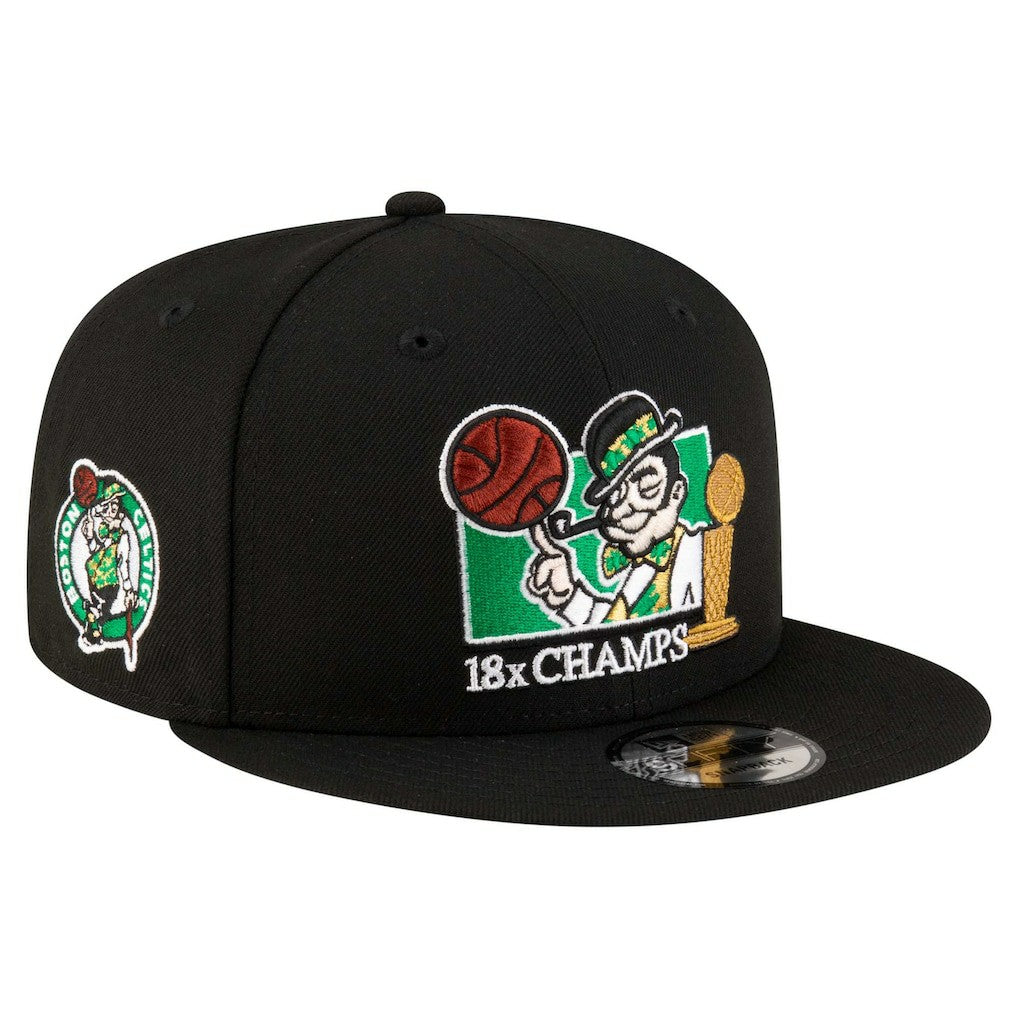 Boston Celtics Lucky 18x Champs 9FIFTY Snapback Hat Black | New Era Near Me
