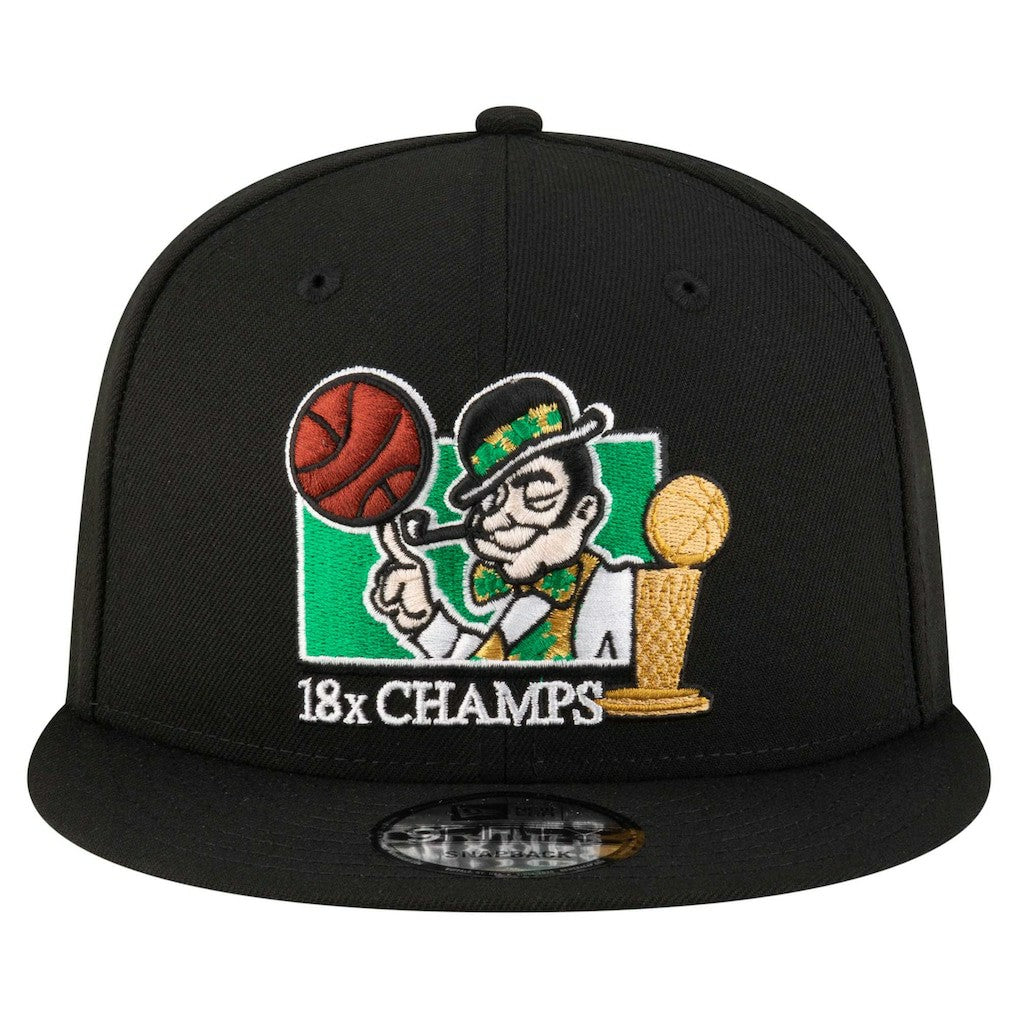 Boston Celtics Lucky 18x Champs 9FIFTY Snapback Hat Black | New Era Near Me