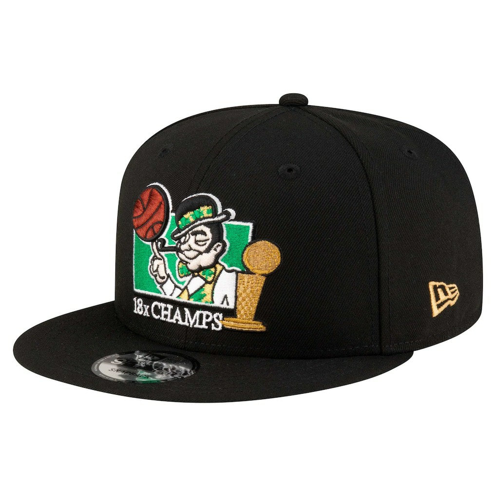 Boston Celtics Lucky 18x Champs 9FIFTY Snapback Hat Black | New Era Near Me