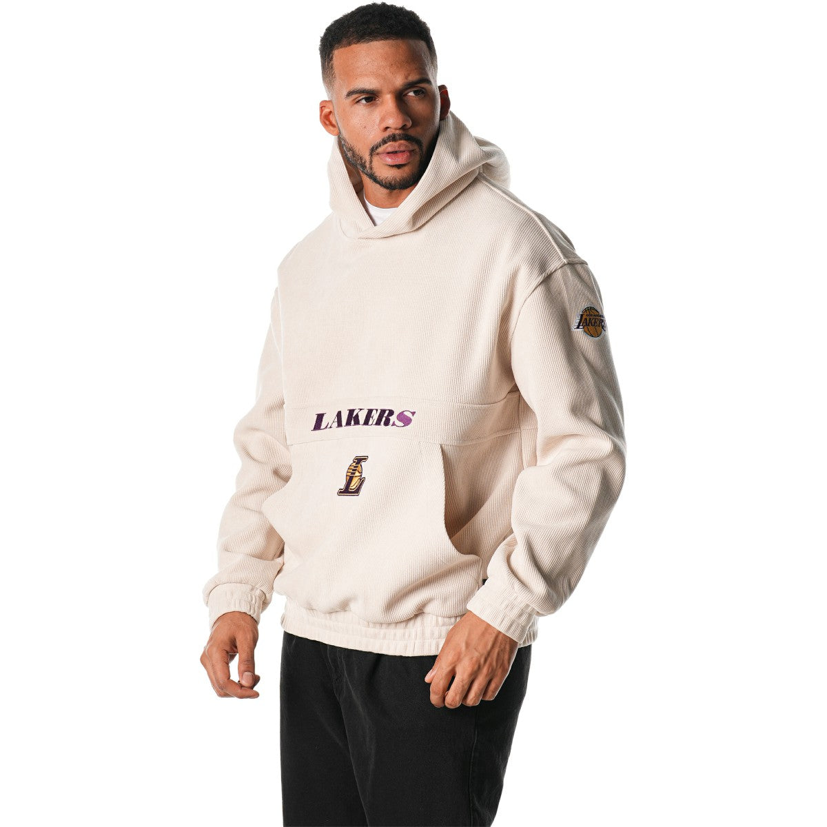 Los Angeles Lakers The Wild Collective Unisex Corduroy Tri-Blend Pullover Hoodie Cream