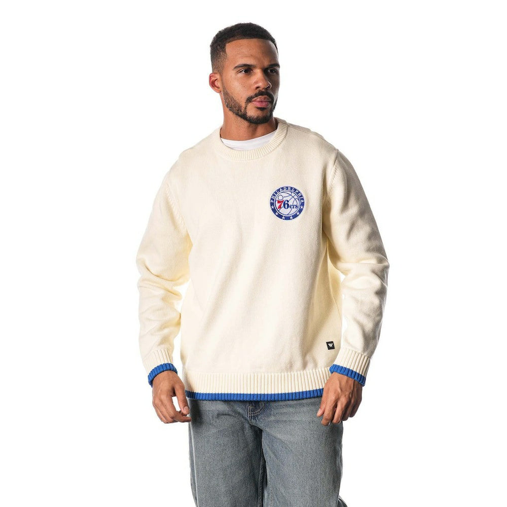 Philadelphia 76ers The Wild Collective Unisex Jacquard Knit Pullover Sweater Cream